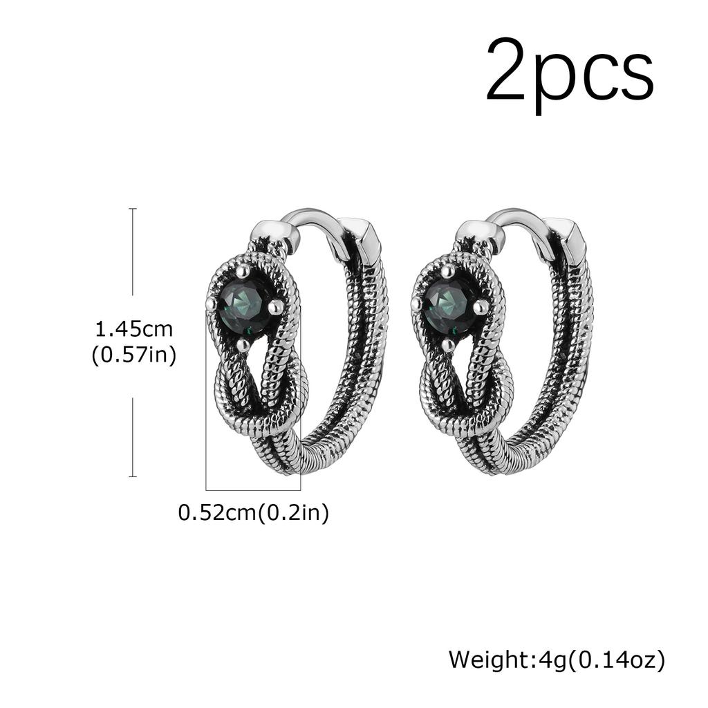 Retro Zircon Snake Knot Hoop Earrings for Men Women,Cool Punk Male Piercing Metal Earring Jewelry Gift