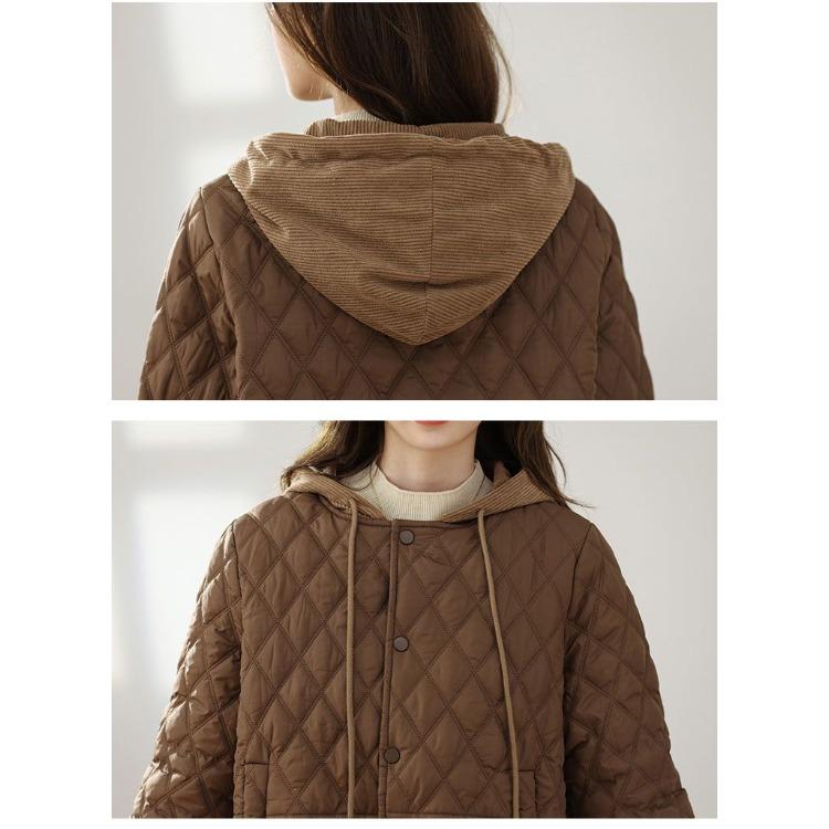 Short Winter Down Coat for Women Hooded Lightweight Puffer Jacket Fashion Casual Cotton Coat