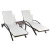 Sun Lounger Set with Table Poly Rattan Brown