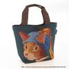 Bloeiende Kat Kunst Gobelin Tote Bag [Kattenmeisje met Pareloorbellen] door Johannes Ferneco, Dames, Ongeveer. 25 x 20 x 14 cm, 000660-0001-01