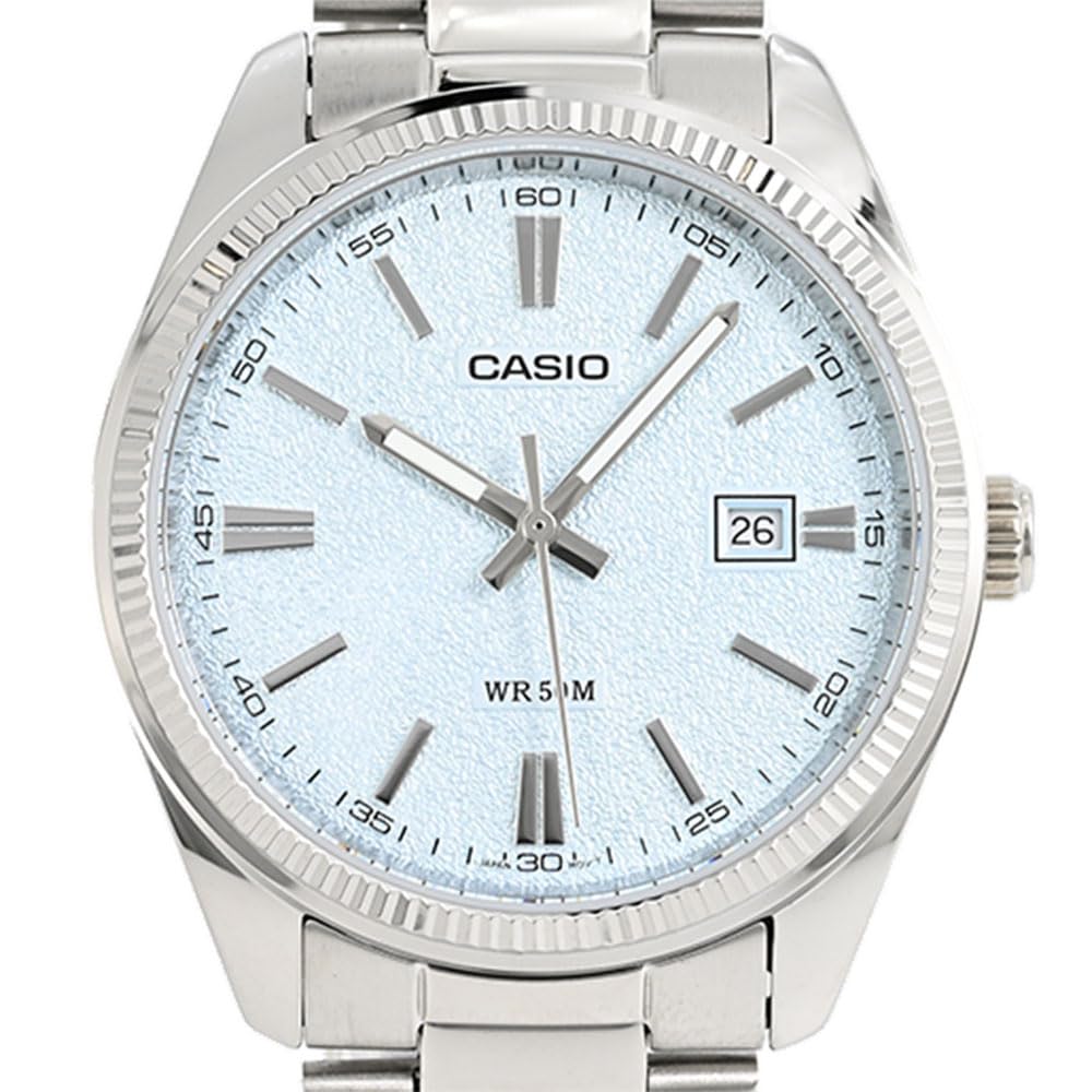 Casio Ceas de mână cu cuarț analogic MTP-1302DA-2A2, Standard Argintiu/Albastru deschis [Import paralel]