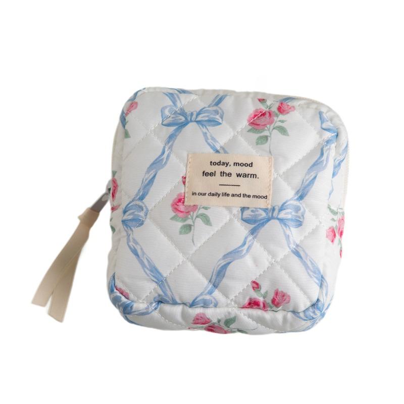 Cute Bow Makeup Bag for Women Lipstick Toiletry Cosmetic Pouch Case Student Sanitary Napkin Tampon Storage Case Organizer Case