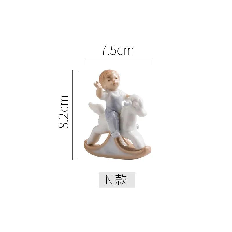 Painted Ceramic Family Figure Statue Decorative Figurines Quality Porcelain Crafts Portrait Sculpture Home Decoration Modern