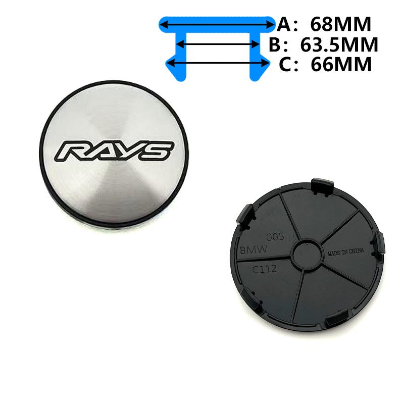 RAYS Wheel Hub Cap: 60MM Outer, 56MM Inner, 68MM Center, RAYS Logo