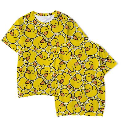 Kreslené Žlté Kačacie Tričko Pre Mužov Letné Krátky Rukáv Oblečenie Bežné Oversized Streetwear Pánska Móda 3D Potlačené Tričká&Topy