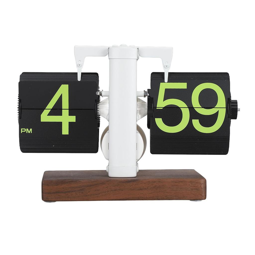 Flip Desk Clock, Digital Flip Clock for Living Room, Single-Sided, Large, Easy-to-Read Numbers, Automatic Flip, 12-Hour Display, Wooden Base, Smooth S