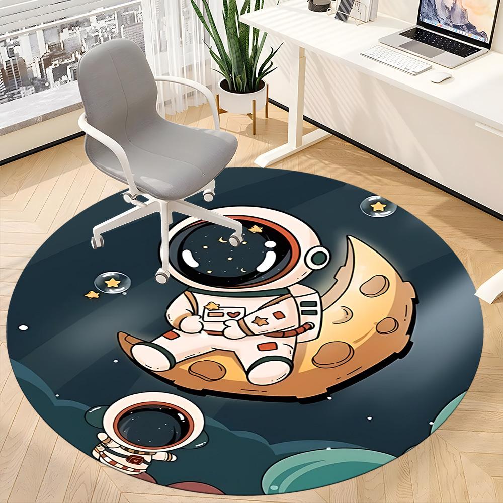 1pc Space Explorer Office Round Area Rug, Under Office Chairs Bedroom Living Room Home Decor, Room Deco