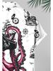 Men'S Casual Octopus Printed Short Sleeve Shirt, Polyester Material, Multiple Specifications Available, Fashionable Style for Daily Wear And Leisure