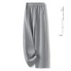 Elegant Gray High-Waisted Wide-Leg Pants for Women - Autumn 2025 Collection, Loose Fit, Floor-Length Casual Straight-Leg Design