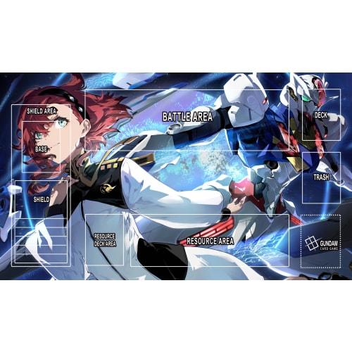 Fully Sewn Rubber Playmat for Single Player TCG Battles, Premium Gundam Playmat with Non-Slip Waterproof Storage Bag, 60*35cm (C)