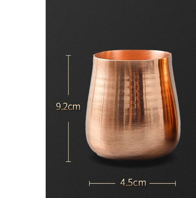 Tasse de partage en cuivre pur faite à la main, Pichet à thé style chinois avec manche en bois, Tasse polyvalente pour thé et café