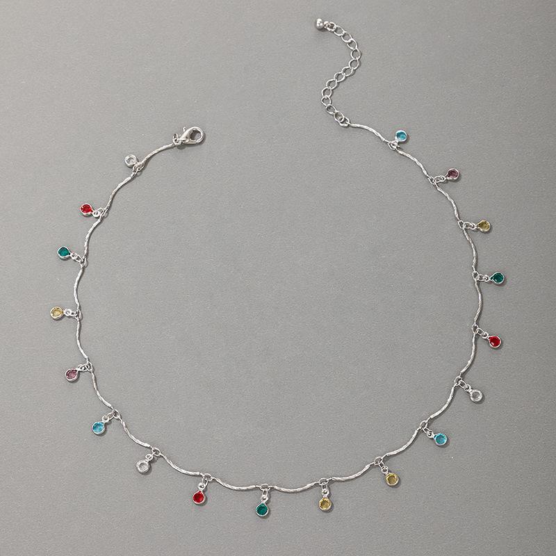 Wind Multicolored Bead Fringed Candy-colored Necklace, Simple Personalized Colored Diamond Necklace