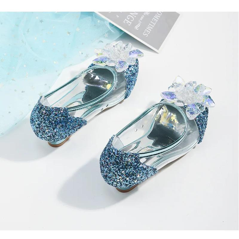 Princess Shoes Girls Sandal Summer Children's Shiny Snow Fairy Party High Heels Crystal Shoes