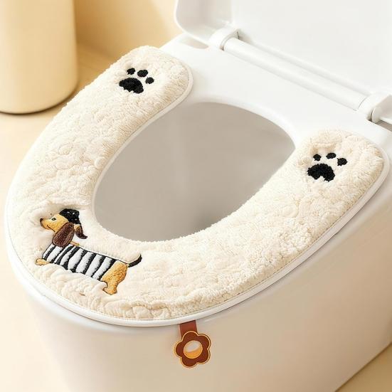 Copriwater Migliorato Design con Cerniera Facile Installazione Impermeabile Tessuto Peluche Morbido Motivi Animali Vestibilità Elastica Copriwater