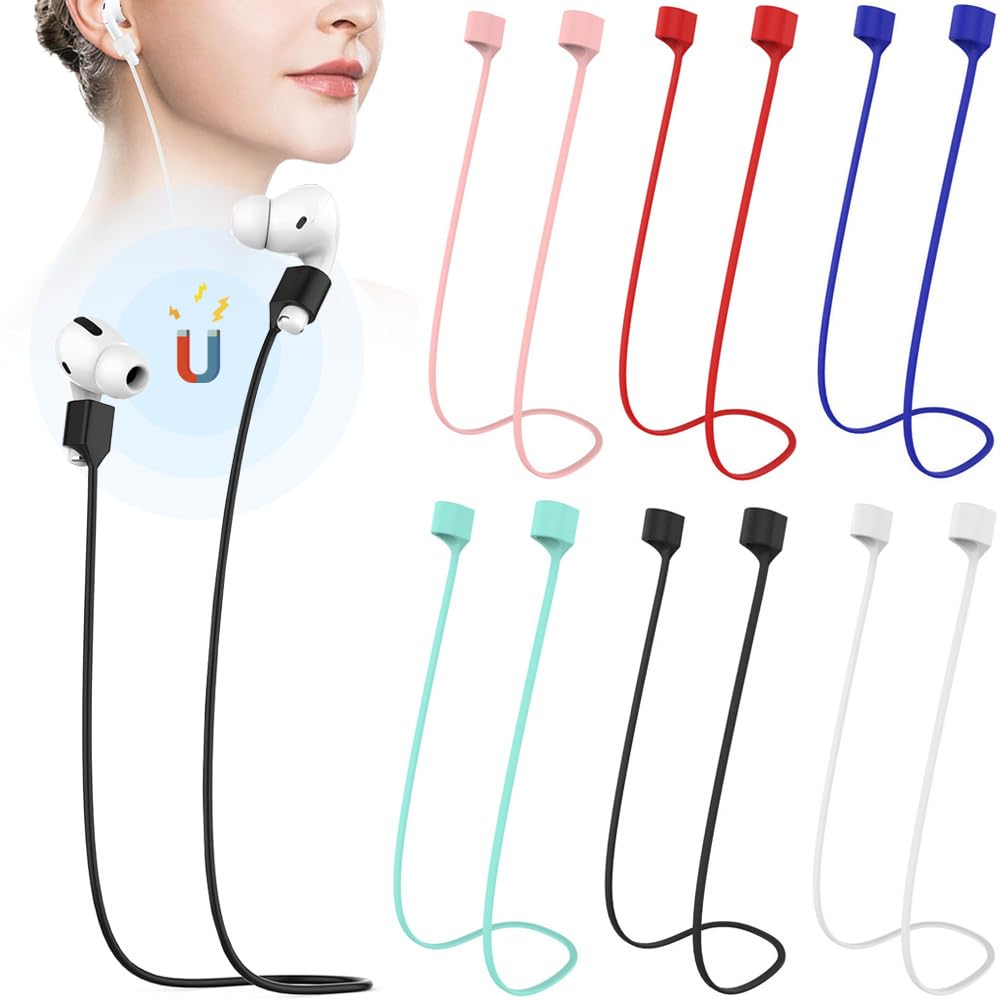

Set of 6 Magnetic Silicone Earphone Straps for Neck Drop Loss Convenient Ideal for Magnetic Compatible with Wireless Earphones of Each of 6 AirPods,