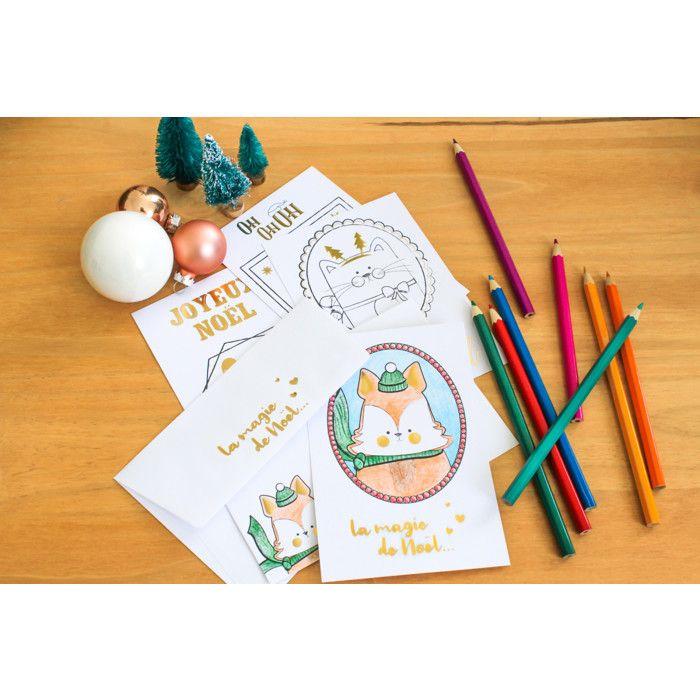 Carte et enveloppe à colorier Doré métallique 4 pièces