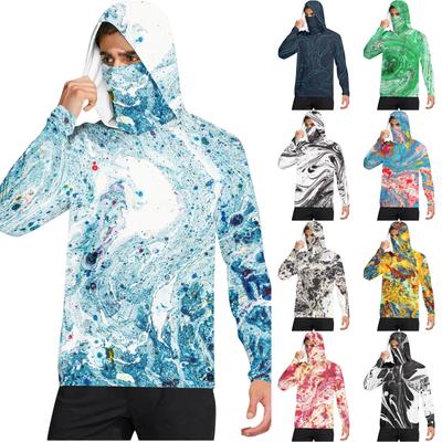 Camiseta Casual con Capucha de Manga Larga para Hombre con Protección Solar