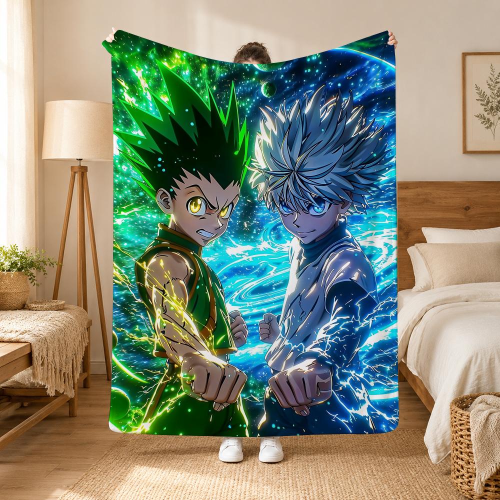 Hunter Hunter Anime Throw 240g Flannel Blanket, Suitable for Sofas, Beds, Offices, Exquisite Gift Blankets
