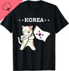 Koreanische Flagge & Katze | Südkorea T-Shirt Kundenspezifische Grafik T-Shirts Kawayi Kurzarm Lustiges Shirt Camisas Streetwear