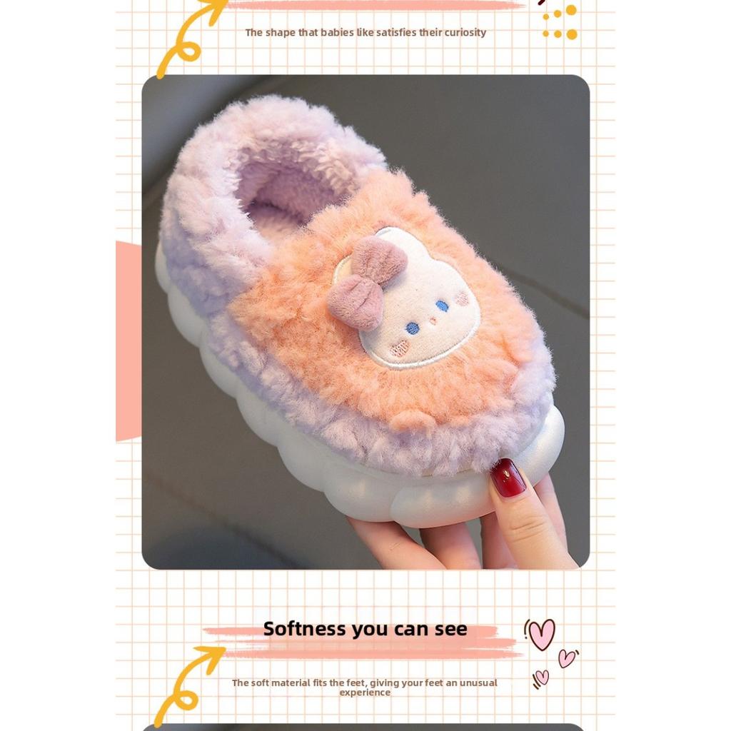 Winter Children's Cotton Slippers, Parent-child Bags for Boys and Girls, with Warm and Plush Thick Soles, Cartoon Home Baby Plush Cotton Shoes