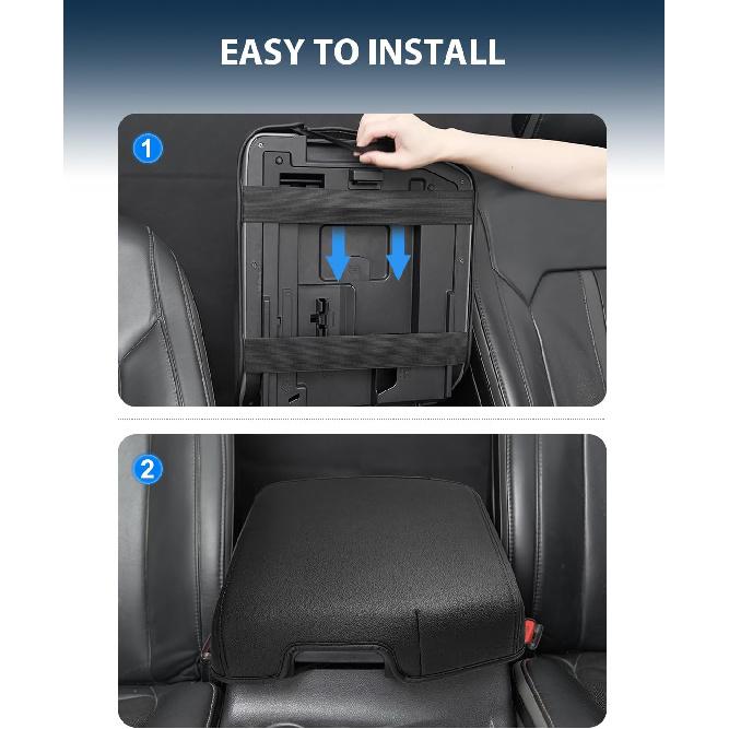 Center Console Cover For Toyota Tundra Accessories 2007-2013 & Toyota Sequoia 2008-, Vinyl Leather Car Armrest Protector, Anti-Scratch, Black