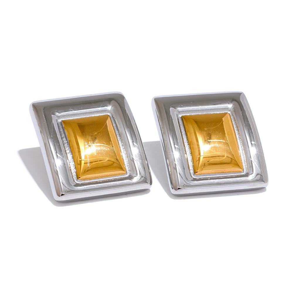 

Yhpup 316L Fashion Stainless Steel Square Waterproof Stud Earrings for Women Individualistic Metal Texture Attractive Jewelry