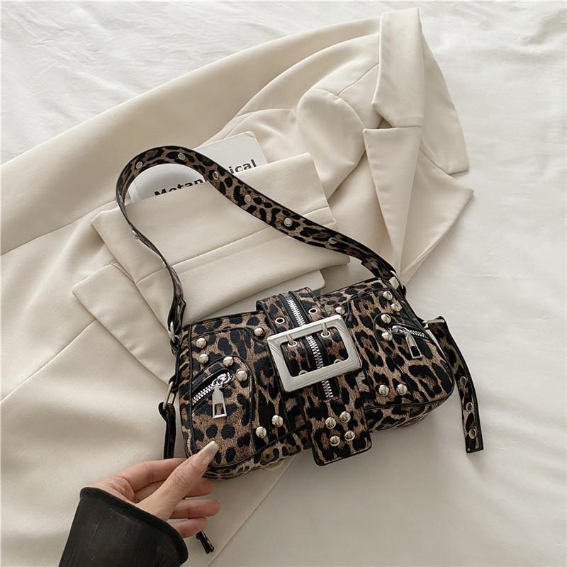 

Новая ретро-сумка нишевого дизайна Spice girl на плечо для поездок на работу, сумка-кроссбоди, сумка-локомотив, новинка осени цветной печати леопарда