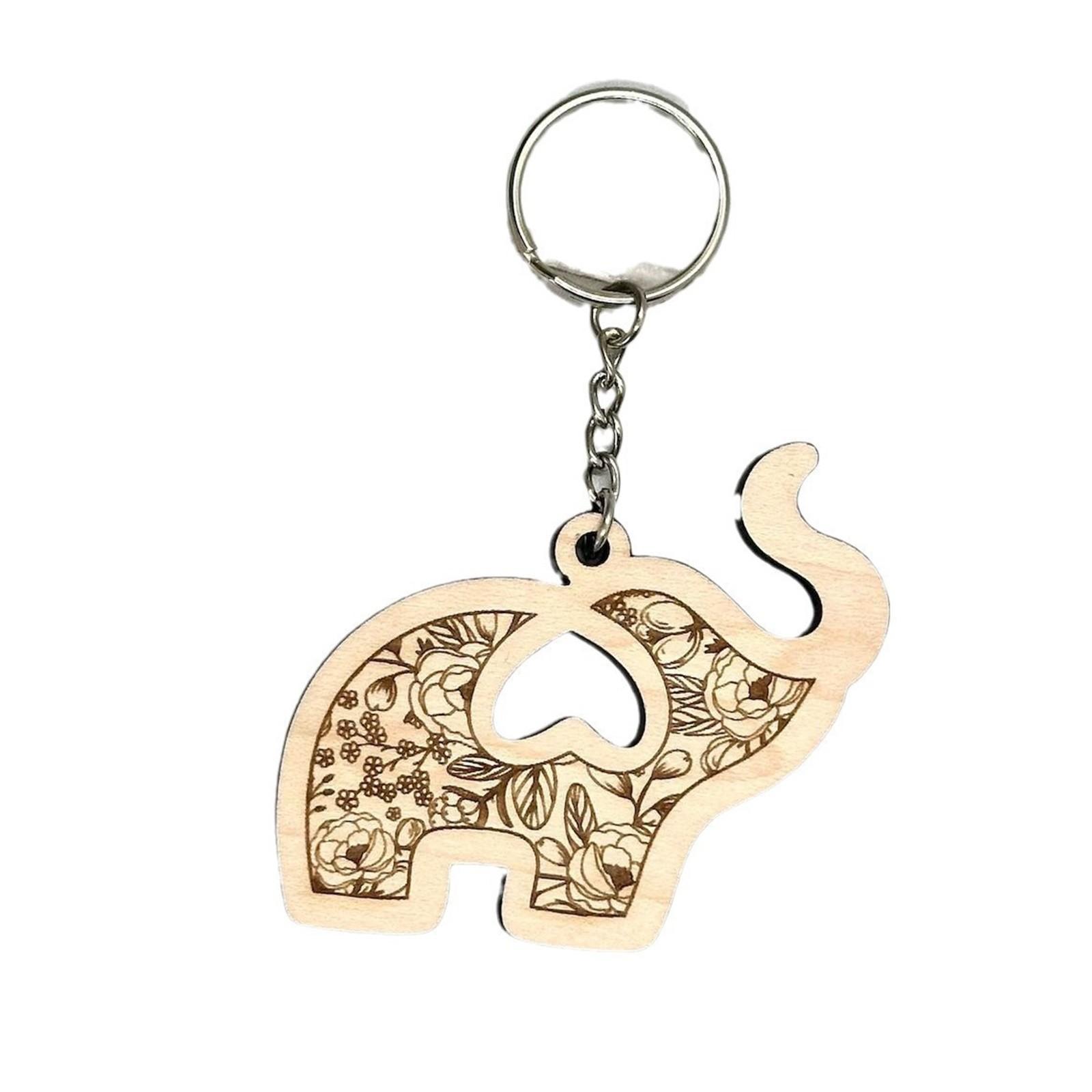 

Креативный деревянный брелок для ключей в виде слона с цветочным узором, деревянный декоративный подарок, сестринство/подвесные украшения One Size