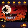 1pc, 2D Flat, Halloween Witch and Pumpkin Banner - Durable Polyester Decoration, Suitable for Home and Photo Booth, Wsj