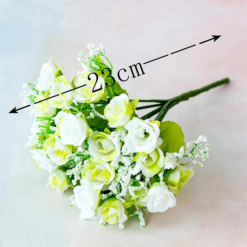

20cm Artificial Rose Bouquet 21Heads Bridal Bouquet Fake Silk Roses Flower for Wedding Bridal Christmas Home Office Garden Decor белый