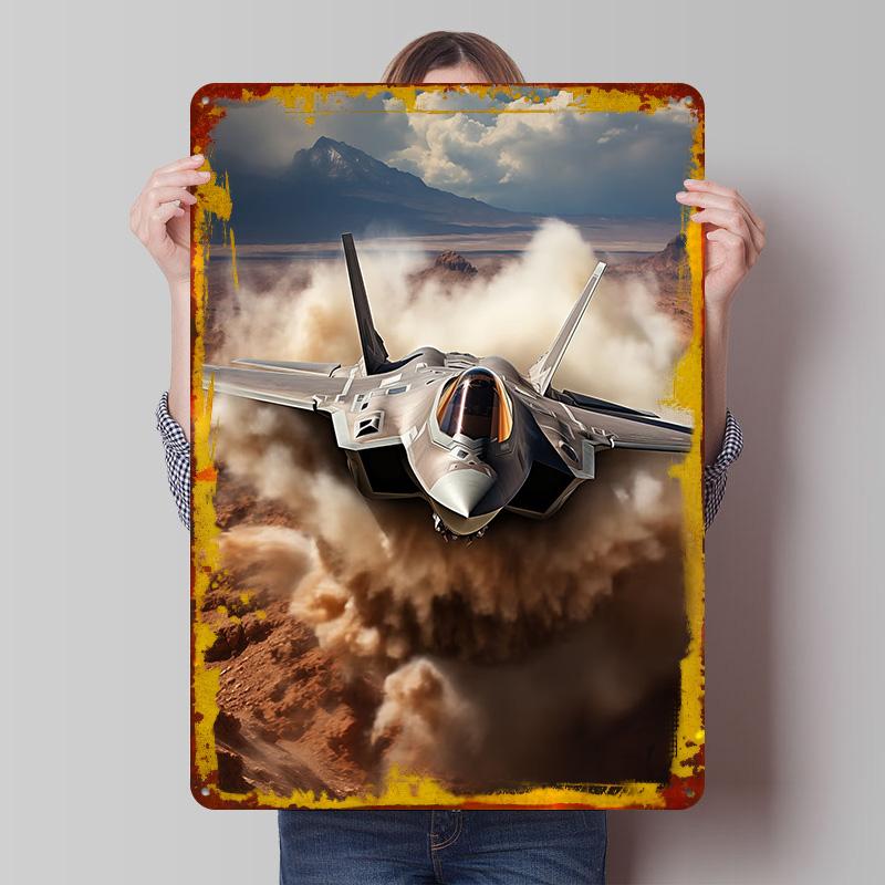 F35 Fighter Poster Customized Wall Art Vintage Metal Signs Retro Tin Plaque for Man Cave Interior Decoration Living Room Decor