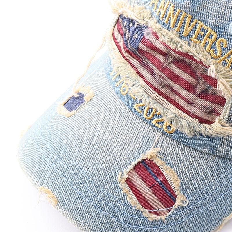 Anniversary new printing embroidery hat retro old ripped baseball cap cap cap
