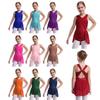 Girls Lyrical Dance Dress with Cutout Back & Mesh Overlay, Shiny Rhinestones, Figure Skating Costume, Elegant Irregular Hem