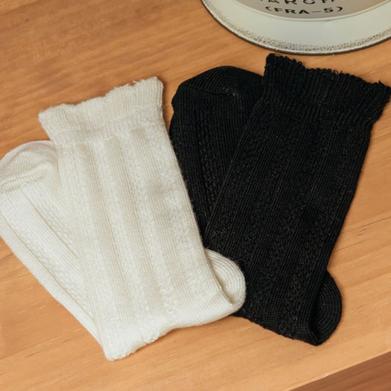 Biarritz Socks [2SET] Picot Moose Wool Socks 2 Colors