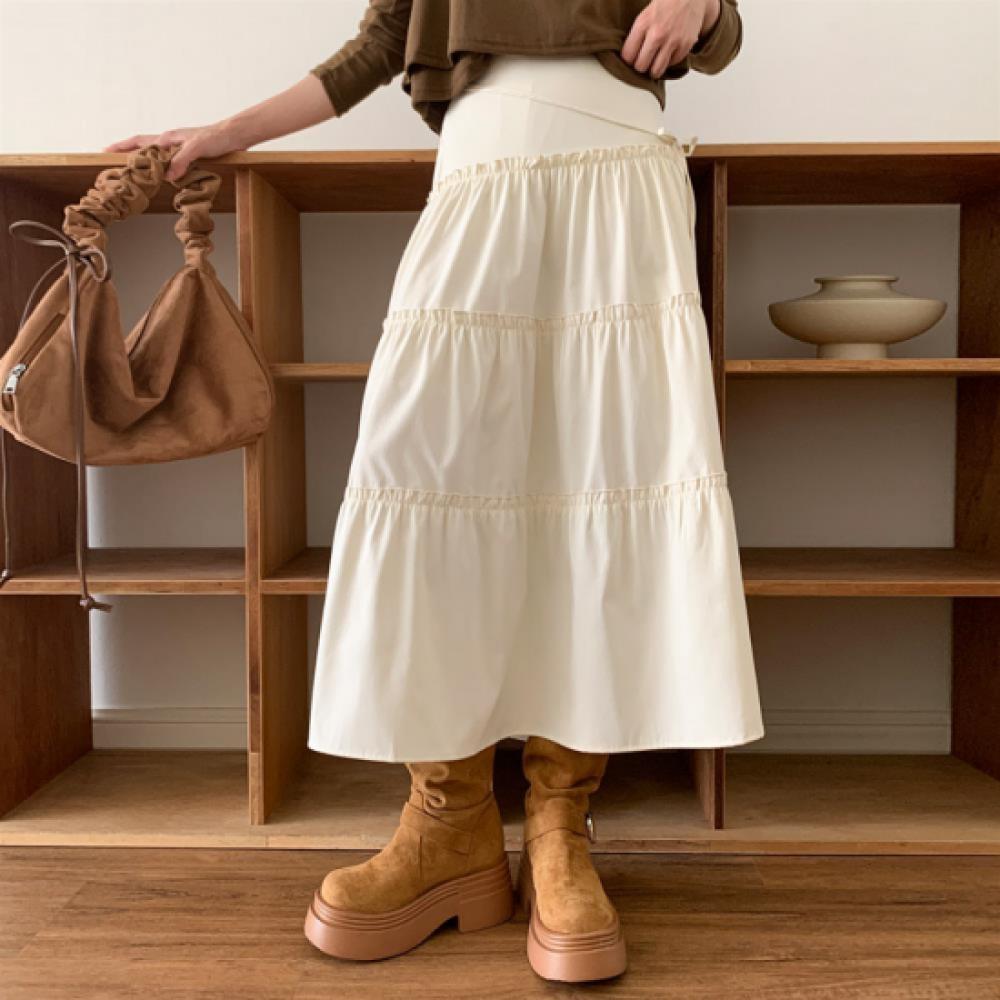 New ArrivalS Open Run Women S Simple Pintuck Flared Long Skirt