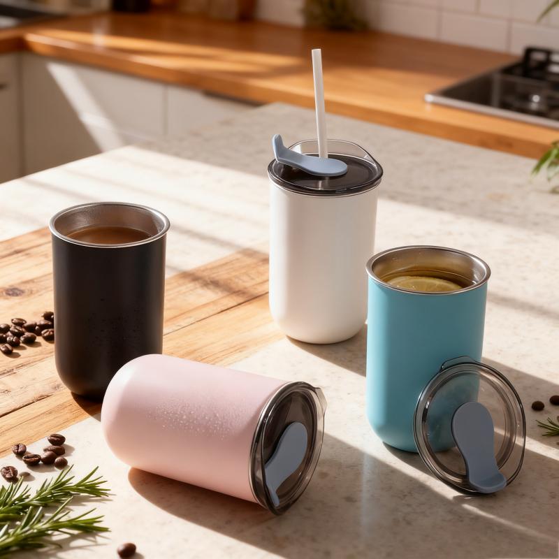 300ML Stainless Steel Coffee Cup Mug with Lid Simple Insulated Coffee Mug Thermal Bottle Heat-resistant Thermos Mug Drinkware