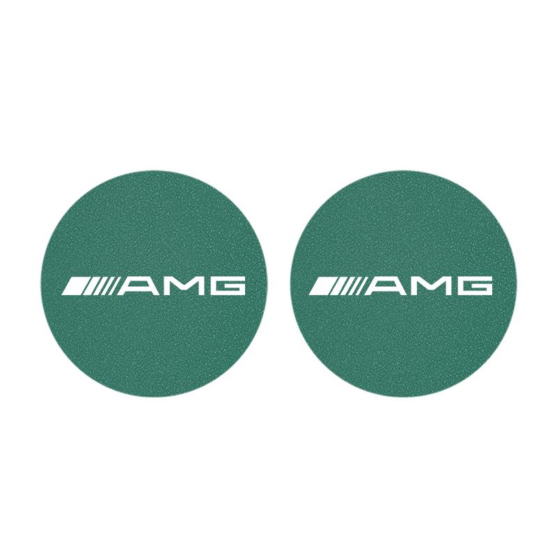2Pcs Suede Leather Coaster Car Water Cup Anti-slip Pad Mat Auto Interio For Mercedes Benz AMG Smart W205 C300 W203 W206 W108 W12