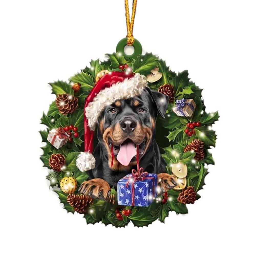 2D Weihnachtshund Acryl Anhänger Hängender Acryl Weihnachtsbaum Anhänger 8cm Dekorative Weihnachtshunde Schmuckstück Fenster