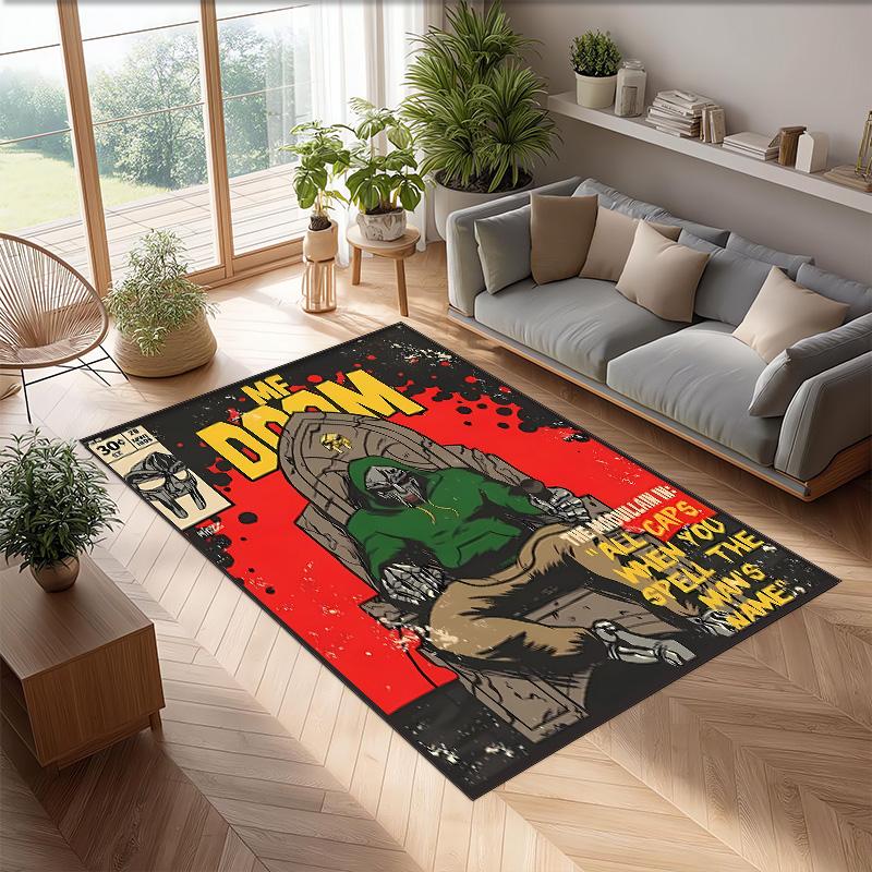 DOOM Printed Crystal Velvet Area Rug, Soft Anti-Slip Water Absorbent Floor Mat for Living Room Bedroom