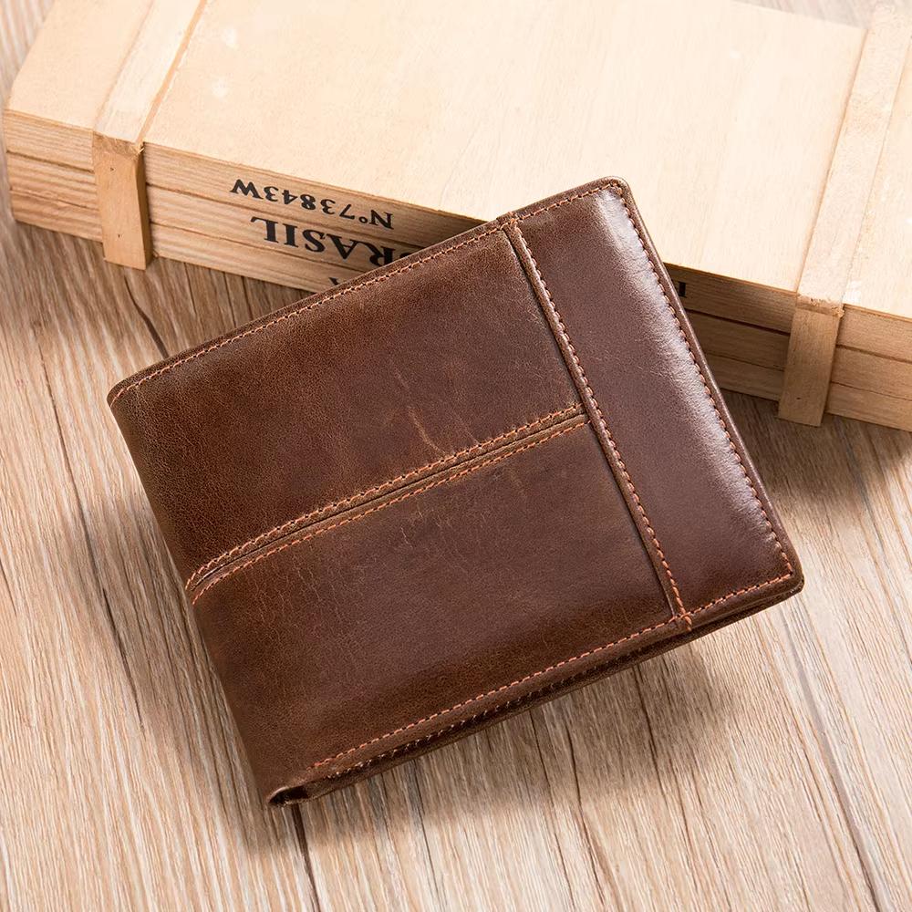 Genuine Leather RFID Wallet for Men with Coin Purse Cardholder Money Bags