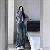 Blue Women's Knitted Cardigan Sweater Coat - Soft Retro National Tide Autumn Zip-Up Commuter Top
