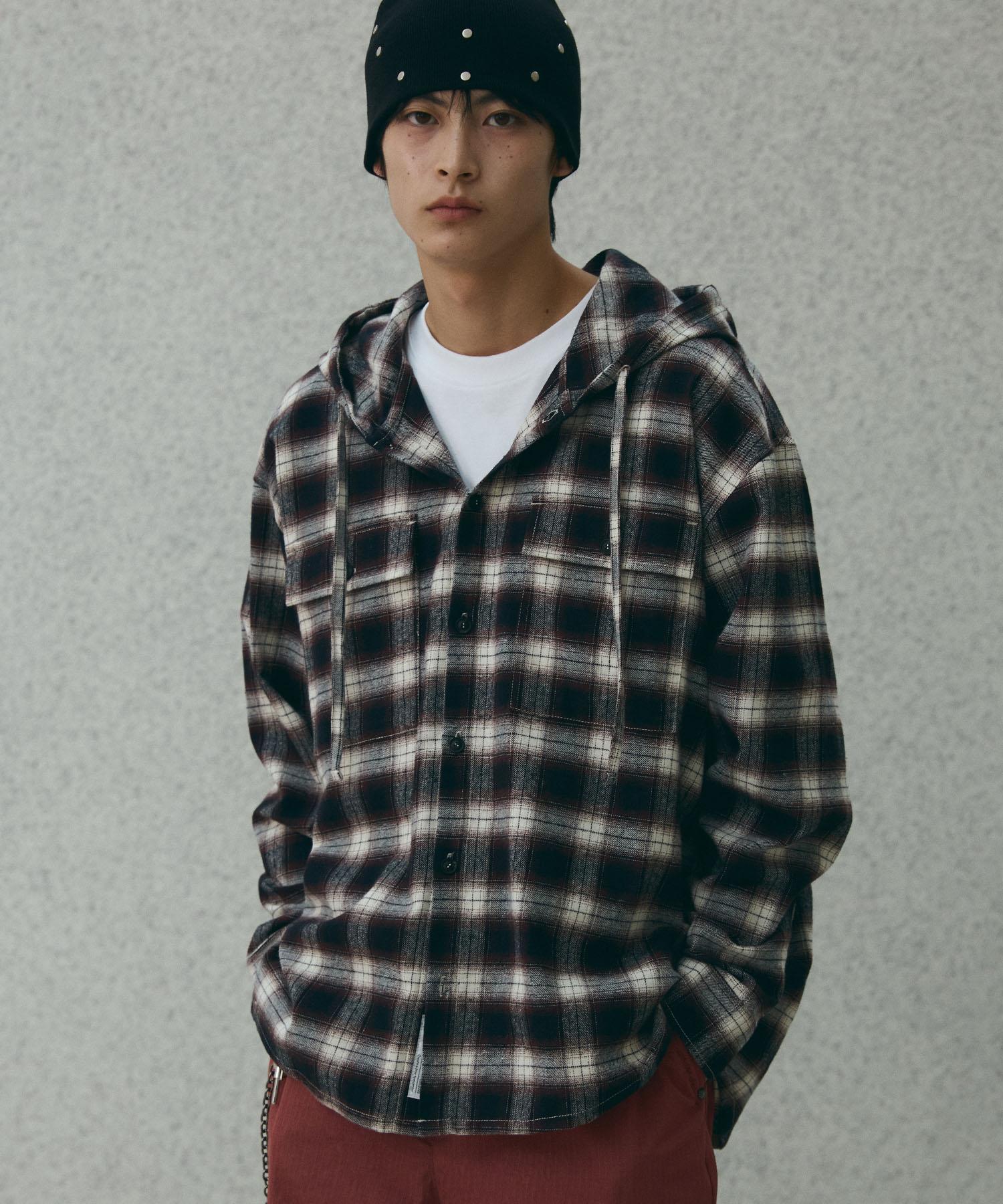 Divine Distance Hooded Check Shirt [Brown] M