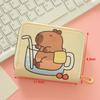 Cute Cartoon Capybara Short Wallet PU Leather Zipper Coin Purse Multi Slot Credit Card Holder Waterproof Storage Bag Key Bag