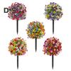 Artificial Violet Topiary Ball UV Resistant Violet Blooms Fake Evergreen Plants Flowers Brush with Ground Spike for Outdoor Indoor Garden Decor
