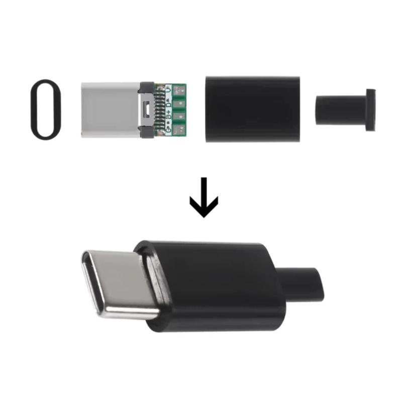 1 Set Electric Terminals Welding Diy Accessories Type C Usb 3.1 3A Fast Charging Usb Connectors Type C Connector Male Plug