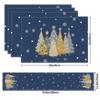 5Pcs Christmas Buffalo Plaid Placemats And Table Runner Set Cute Snowman Print Heat Resistant For Christmas Decoration
