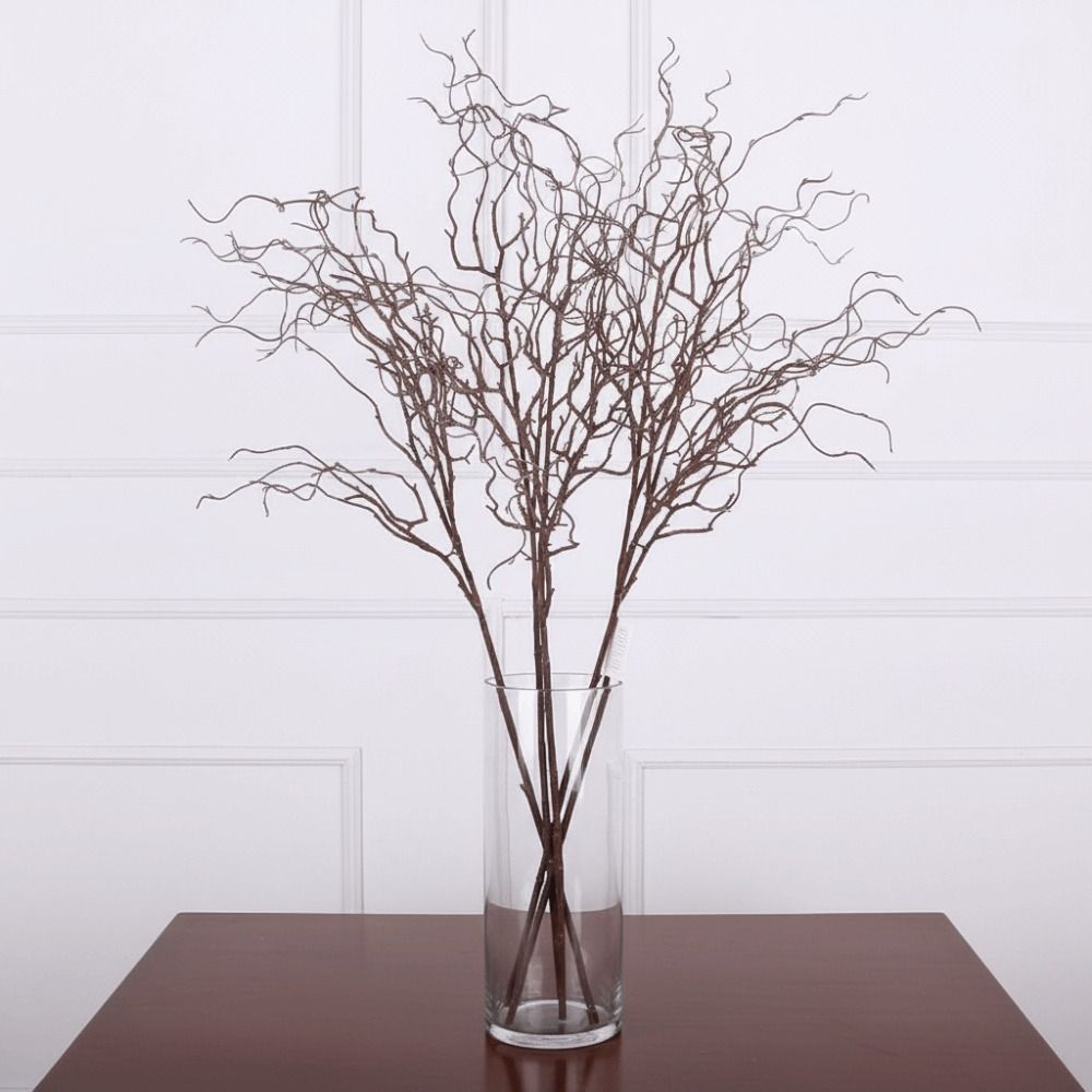 120cm Length Artificial Willow Branch Realistic Design 4-Fork Artificial Twigs Soft Texture Curly Shape Simulation Flower