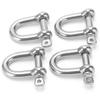 4Pcs M10 Straight D Shackle Stainless Steel D Type Short Breaking D Rigging Shackle Hooks