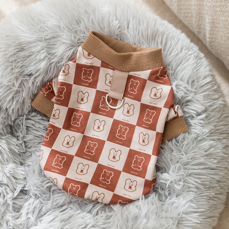 Autumn and Winter Dog Cartoon Cute Bunny German Velvet Home Clothes Medium and Small Dog Cat Bottoming Shirt Pet Clothes