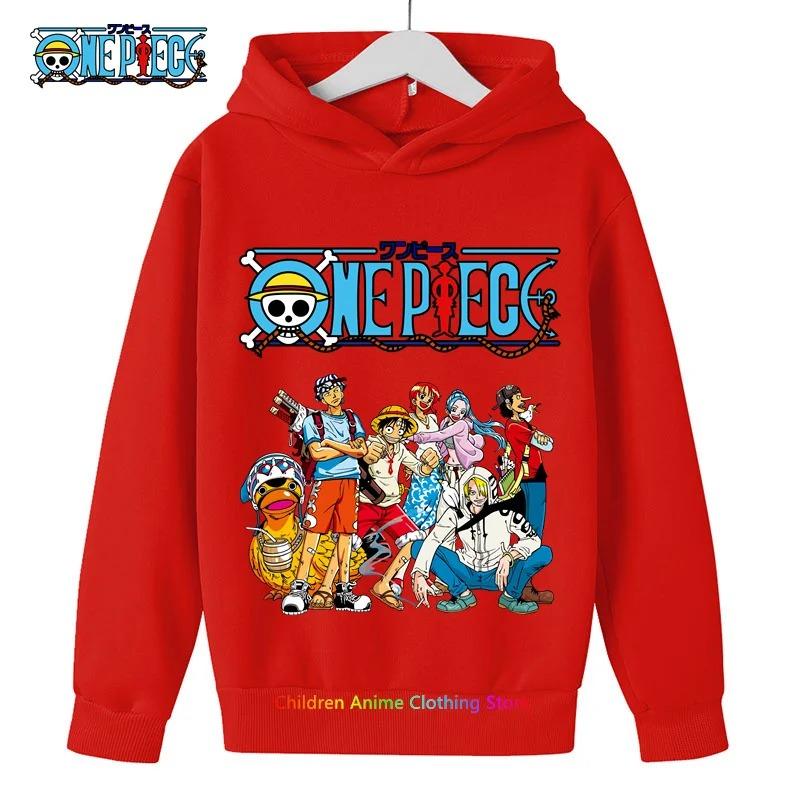 Anime Luffy Hoodie for Kids, One Piece Sweatshirt, Coat for Baby Boys and Girls, Warm Sweater, Autumn Clothing
